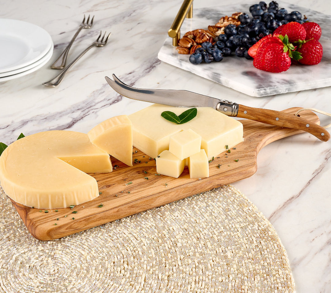 Olive Wood Cheese Board with Knife Set