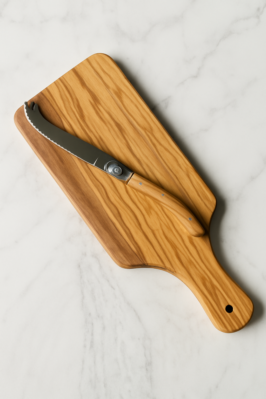 Olive Wood Cheese Board with Knife Set