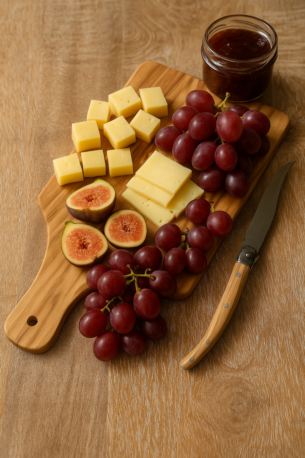Olive Wood Cheese Board with Knife Set