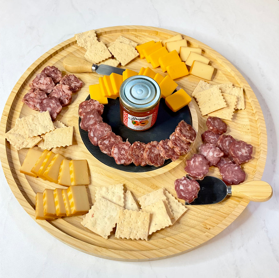 16" Round Charcuterie Board with Cloche & Apricot Delights