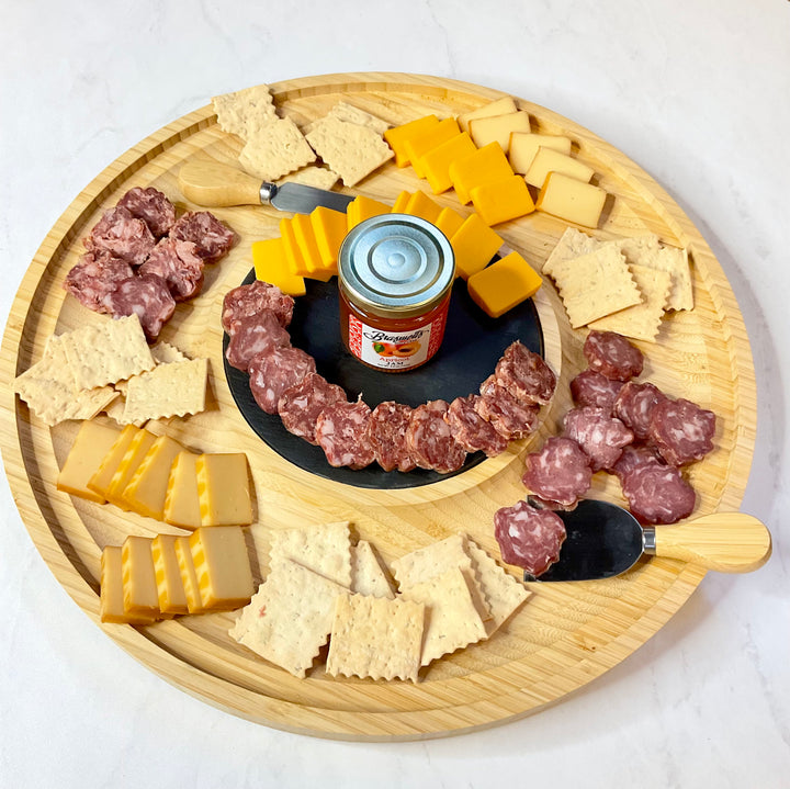 16" Round Charcuterie Board with Cloche & Apricot Delights