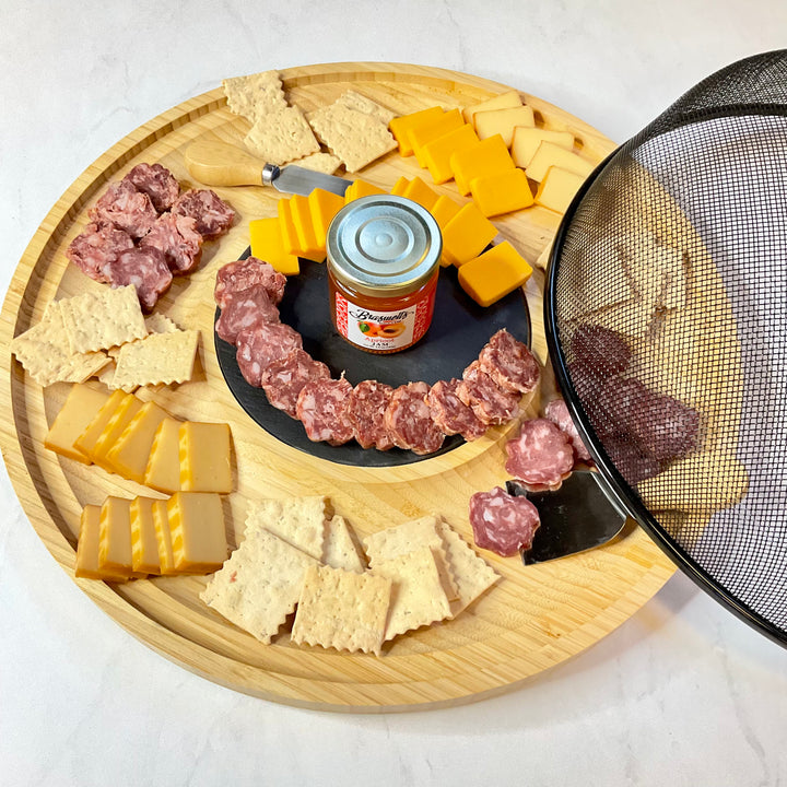 16" Round Charcuterie Board with Cloche & Apricot Delights