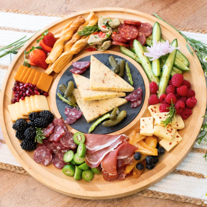 16" Round Charcuterie Board with Cloche & Apricot Delights