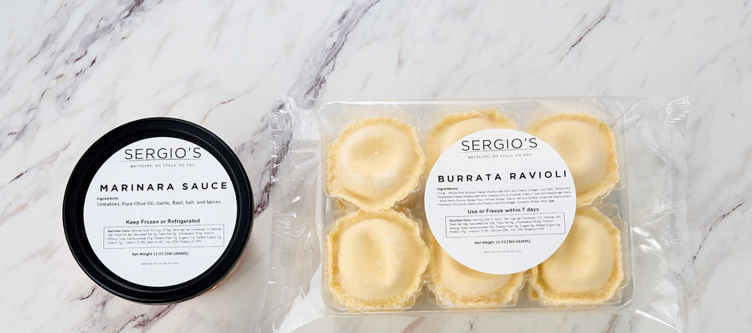 Sergio’s Burrata Ravioli with Marinara Sauce