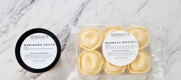 Sergio’s Burrata Ravioli with Marinara Sauce