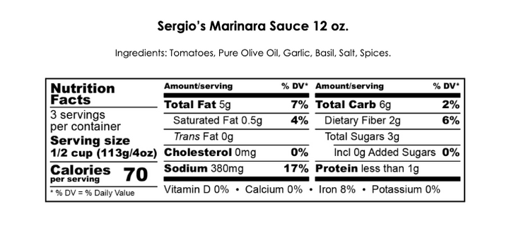 Sergio’s 24ct Spinach & Garlic & Burrata Ravioli with (2) 12oz Marinara Sauces