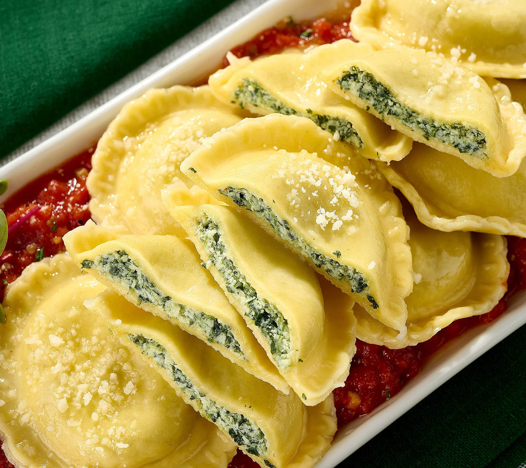 Sergio’s 24ct Spinach & Garlic & Burrata Ravioli with (2) 12oz Marinara Sauces